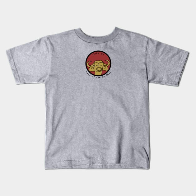 Small Portrait of a Gold Ox for Year of the Ox 2021 Kids T-Shirt by ellenhenryart